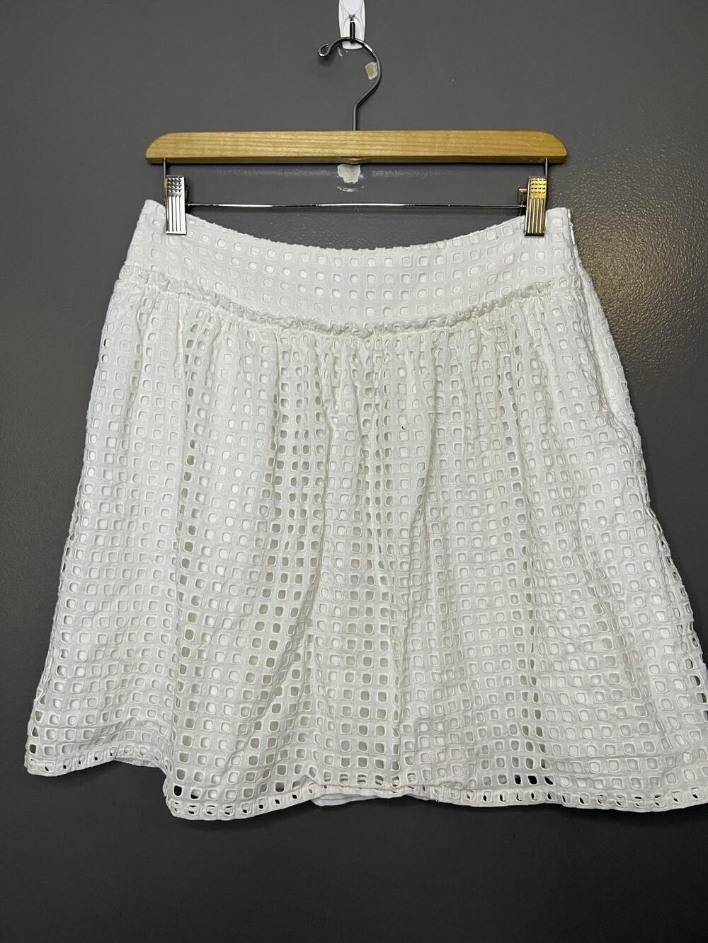 Ann Taylor Skirt Womens 4 White Eyelet Lace A-Line Lined Short Summer Casual